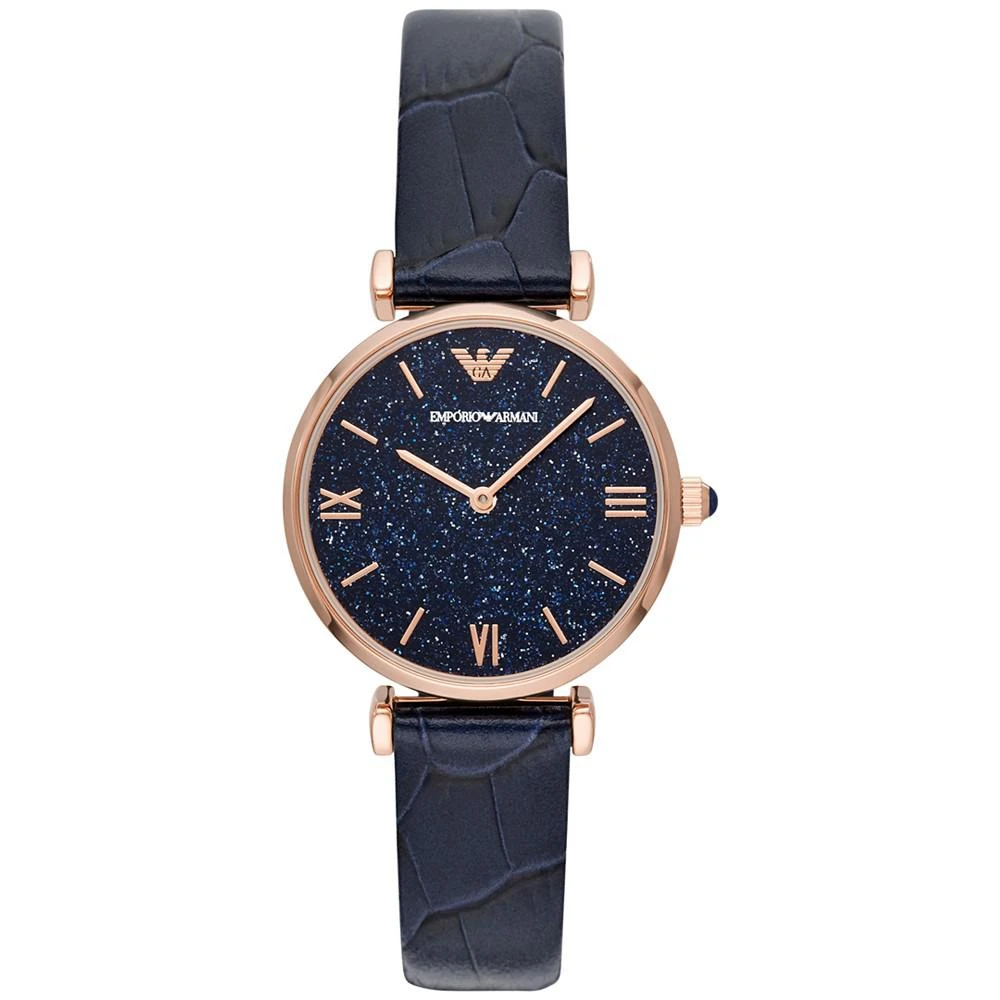 商品Emporio Armani|Women's Blue Leather Strap Watch 32mm,价格¥1984,第1张图片