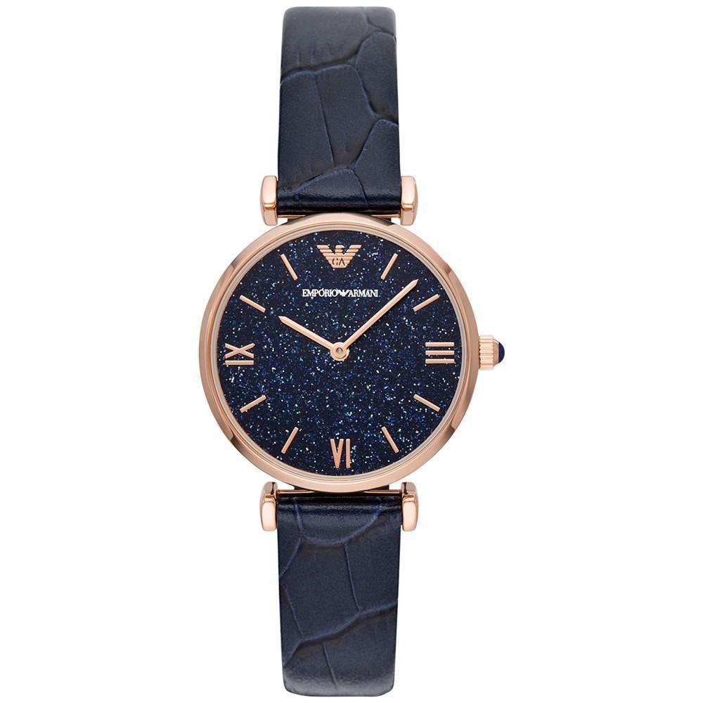 商品Emporio Armani|Women's Blue Leather Strap Watch 32mm,价格¥1922,第1张图片