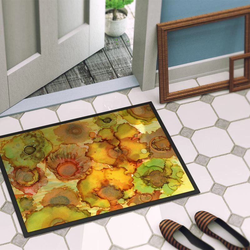 商品Caroline's Treasures|24 in x 36 in Abstract Flowers in Yellows and Oranges Door Mat Indoor/Outdoor,价格¥307,第2张图片详细描述