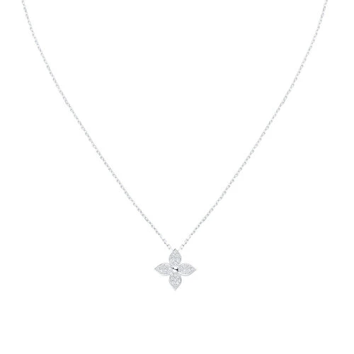 【预售十天】Louis Vuitton/路易威登 经典款STAR BLOSSOM系列 18k金白金徽标花朵造型吊饰镶嵌24颗钻石项链Q93622 商品