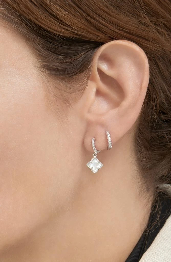 商品ADORNIA|Swarovski Crystal Huggie Mother-of-Pearl Quatrefoil Drop Earrings Set,价格¥180,第3张图片详细描述