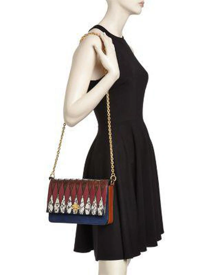 商品Tory Burch|Kira Pieced Snakeskin, Leather & Suede Shoulder Bag,价格¥4699,第2张图片详细描述