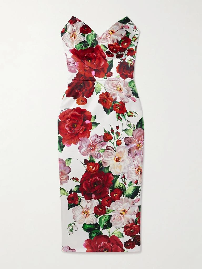 商品Dolce & Gabbana|抹胸花卉印花缎布紧身胸衣式中长连衣裙  - IT44,价格¥38424,第1张图片