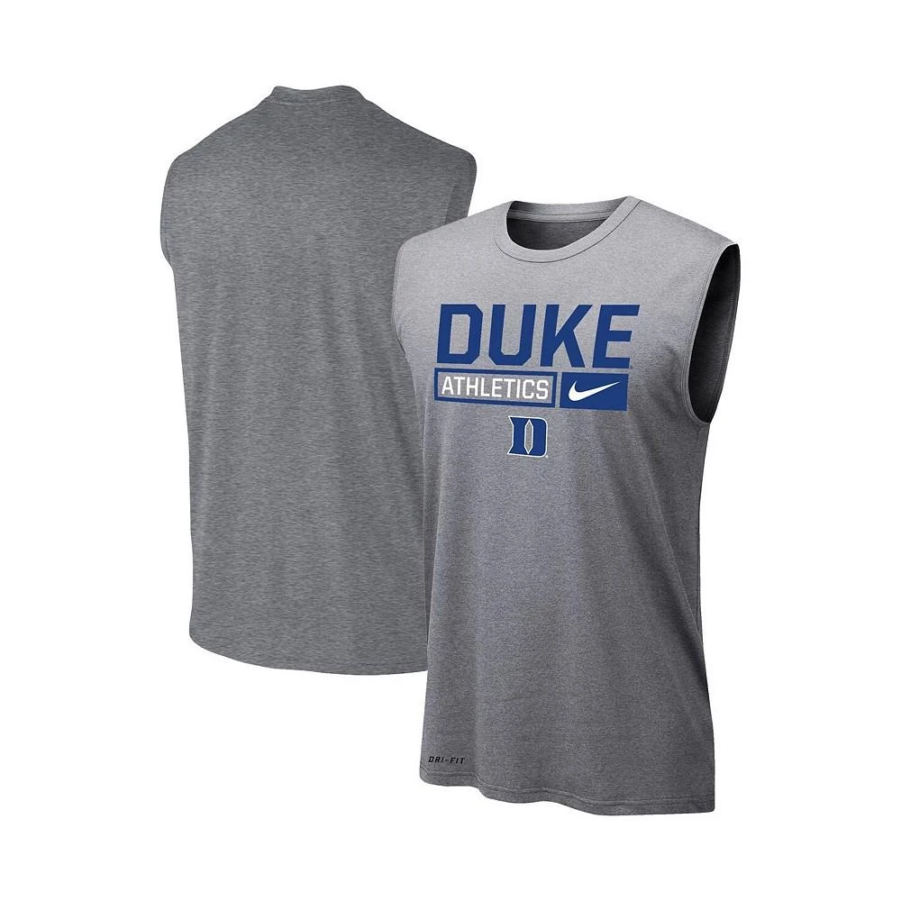 商品NIKE|Men's Heathered Gray Duke Blue Devils Wordmark Drop Legend Performance Tank Top,价格¥299,第1张图片