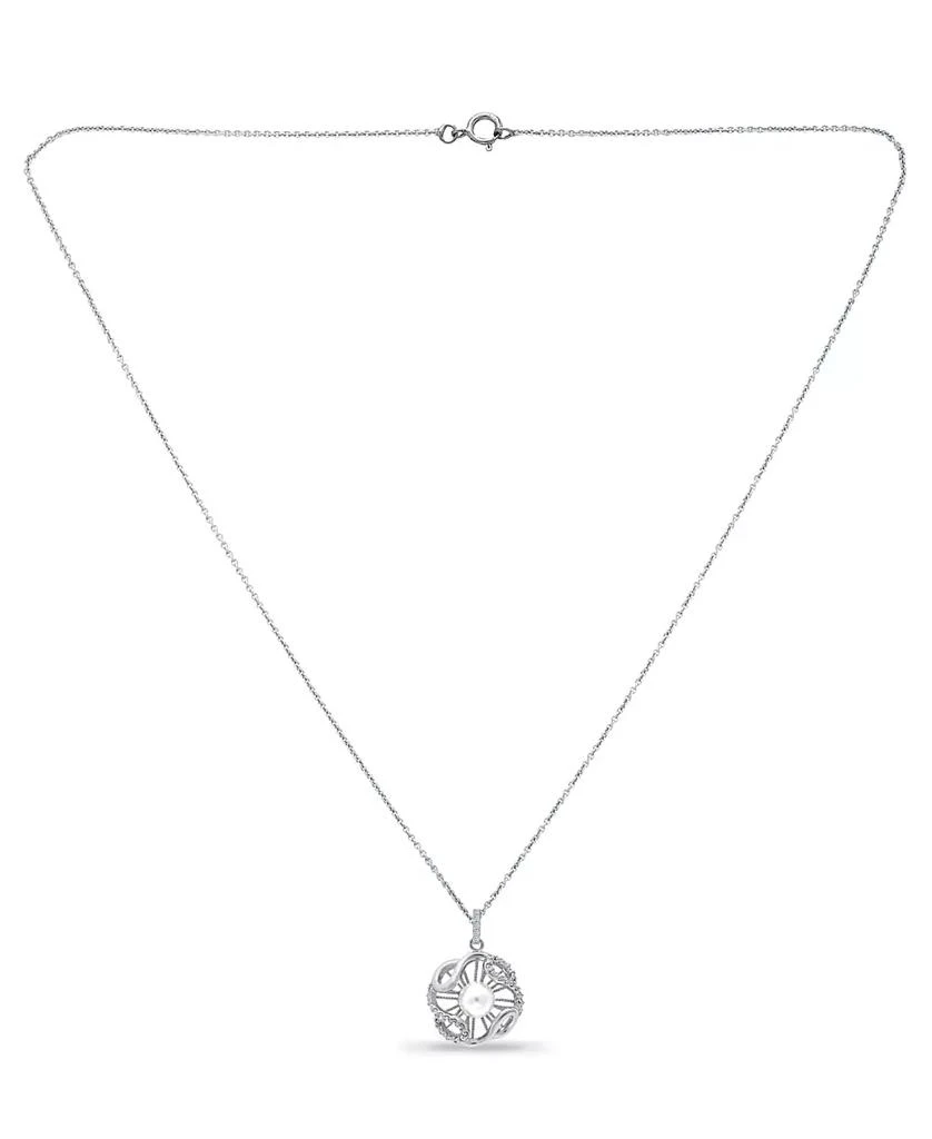 商品Macy's|Imitation Pearl and Cubic Zirconia Crystal Halo Pendant Silver Plate 18",价格¥113,第2张图片详细描述