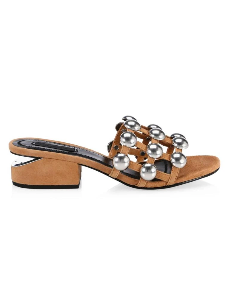 商品Alexander Wang|Lou Tilt-Heel Studded Leather Mules,价格¥1491,第1张图片