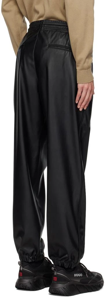 商品Hugo Boss|Black Wide-Leg Faux-Leather Sweatpants,价格¥811,第3张图片详细描述