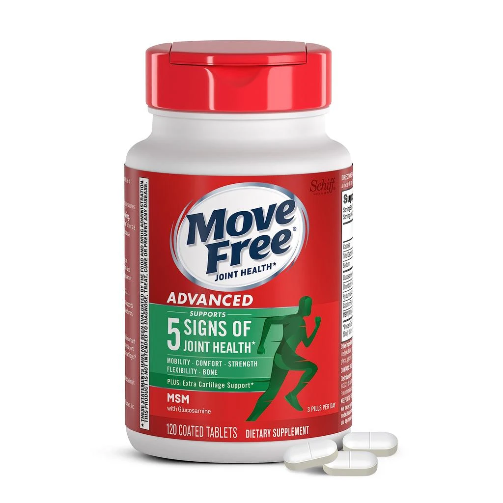 商品Move Free|Move Free Advanced Glucosamine Chondroitin MSM Joint Support Supplement, Supports Mobility Comfort Strength Flexibility & Bone - 120 Count (Pack of 3),价格¥211,第1张图片