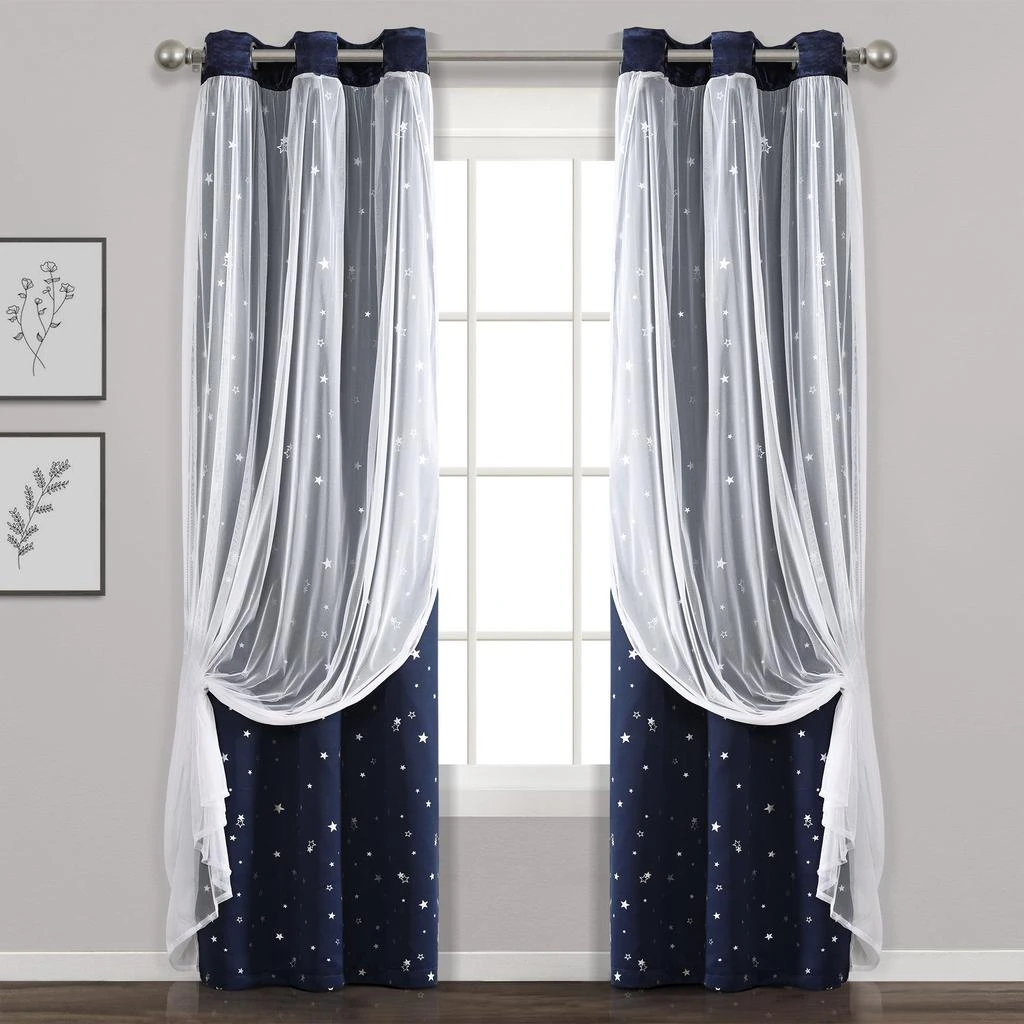 Star Sheer Insulated Grommet Blackout Curtain Panel Set 商品