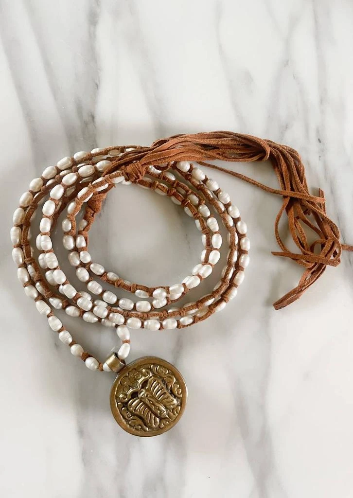 商品Tess & Tomy|Ava Vintage Tibetan Necklace in Pearls,价格¥2058,第1张图片