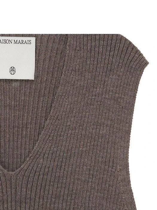 商品MAISONMARAIS|Ribbed Knit Vest - Cocoa,价格¥1046,第4张图片详细描述
