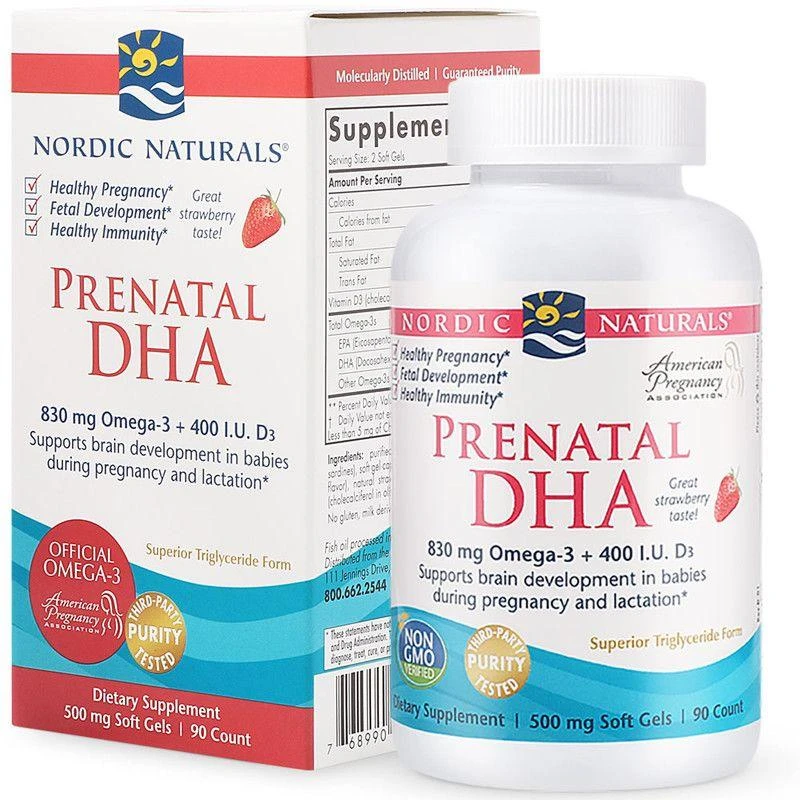 商品Nordic Naturals|香港直邮Nordic Naturals挪威小鱼孕妇产前DHA鱼油软胶囊90粒,价格¥314,第1张图片