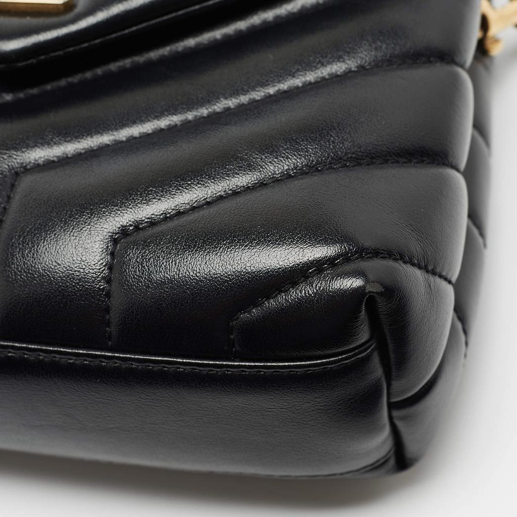 Saint Laurent Black Matelassé Leather Toy Loulou Crossbody Bag商品第5张图片规格展示