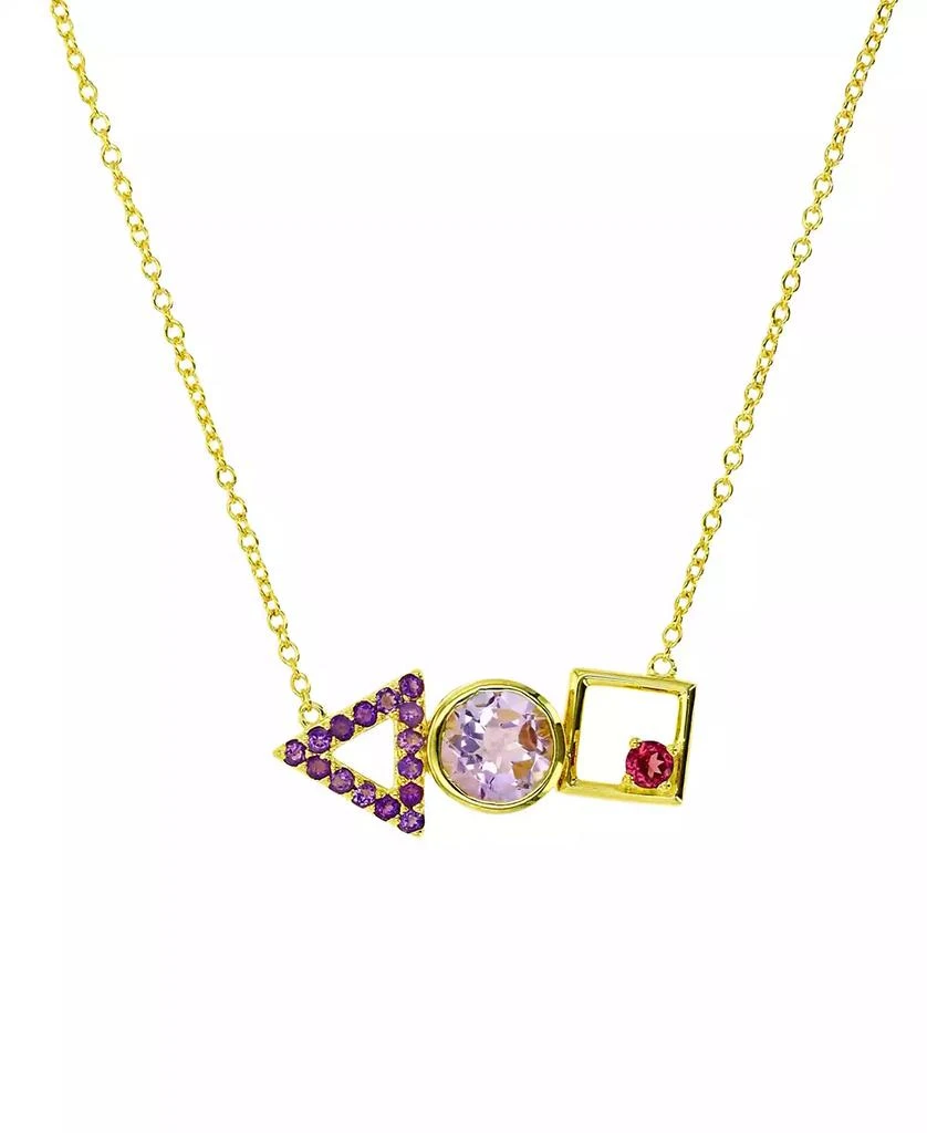 商品Macy's|Multi-Gemstone Geometric Shapes 18" Pendant Necklace (1-5/8 ct. t.w.) in 14k Gold-Plated Sterling Silver,价格¥412,第1张图片