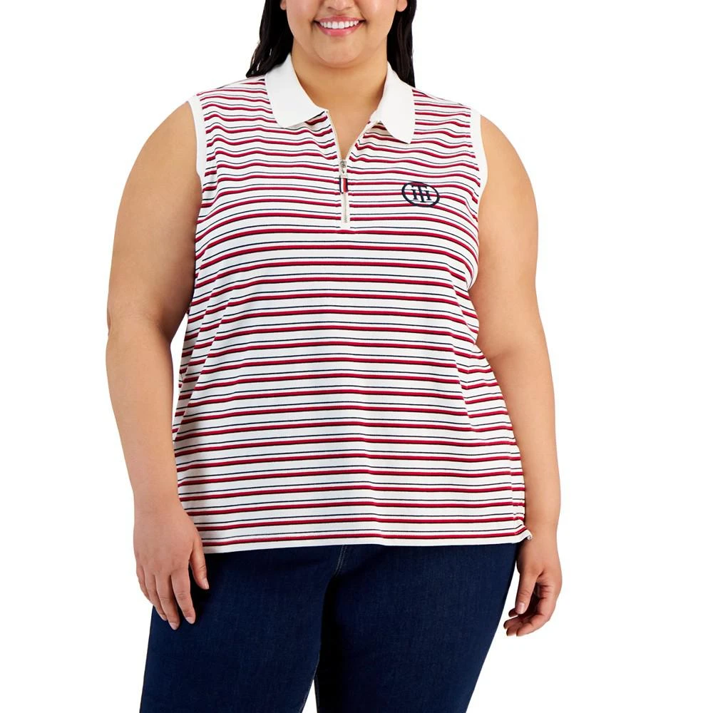 商品Tommy Hilfiger|Plus Size Striped Polo Top,价格¥268,第1张图片