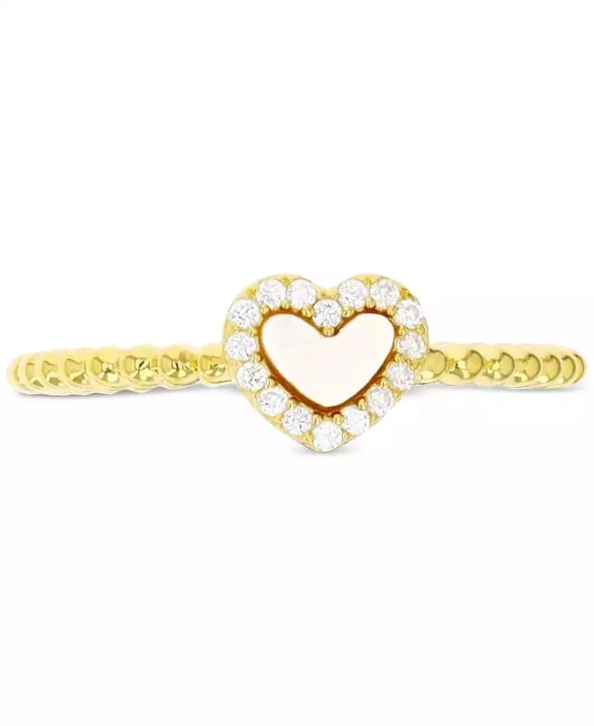 商品Macy's|Mother of Pearl & Cubic Zirconia Heart Ring in 14k Gold-Plated Sterling Silver,价格¥176,第1张图片