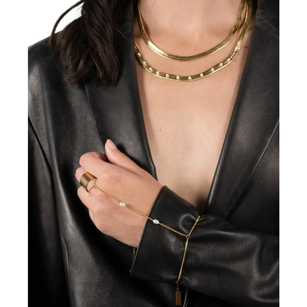 商品ADORNIA|14k Gold-Plated Freshwater Pearl (5mm) Curb Chain Hand Chain,价格¥221,第2张图片详细描述