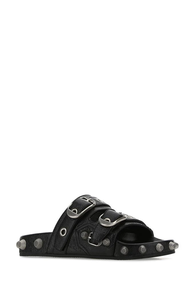 商品Balenciaga|Black leather Cagole slippers,价格¥5678,第1张图片