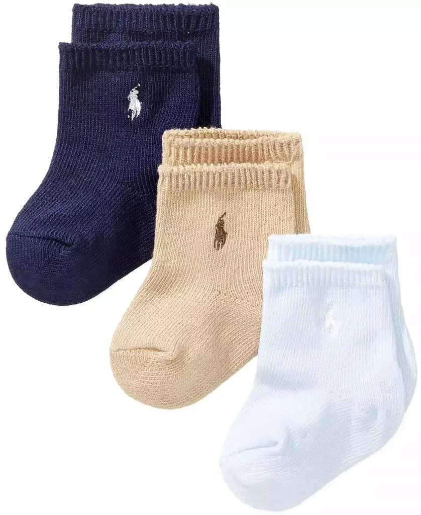 商品Ralph Lauren|Ralph Lauren Baby Boys Embroidered Logo Crew Socks, Pack of 3,价格¥120,第1张图片