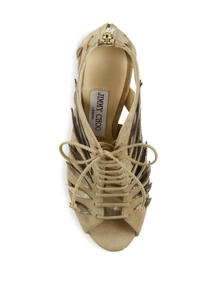 商品Jimmy Choo|Keena 100 Cutout Suede Lace-Up Sandals,价格¥2985,第4张图片详细描述