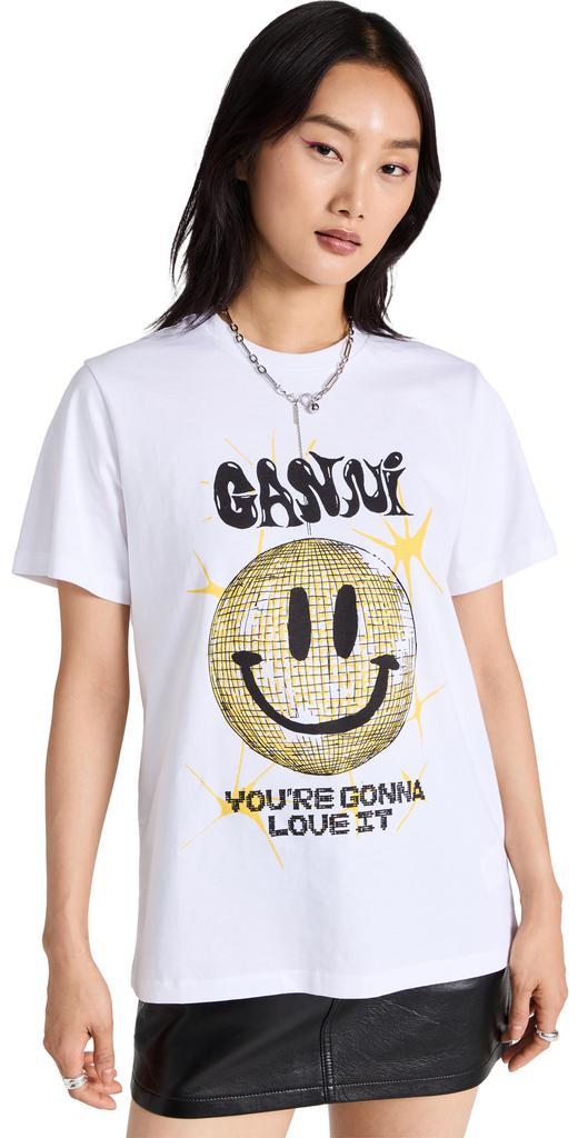 商品Ganni|GANNI 基本款平针织笑脸休闲 T 恤,价格¥652,第1张图片