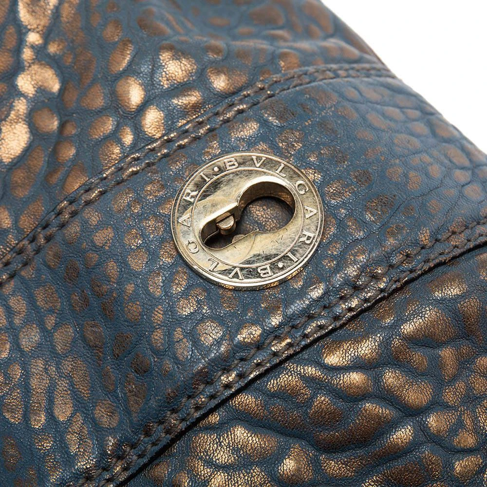 Bvlgari Metallic Blue/Gold Leather Leoni Shoulder Bag 商品