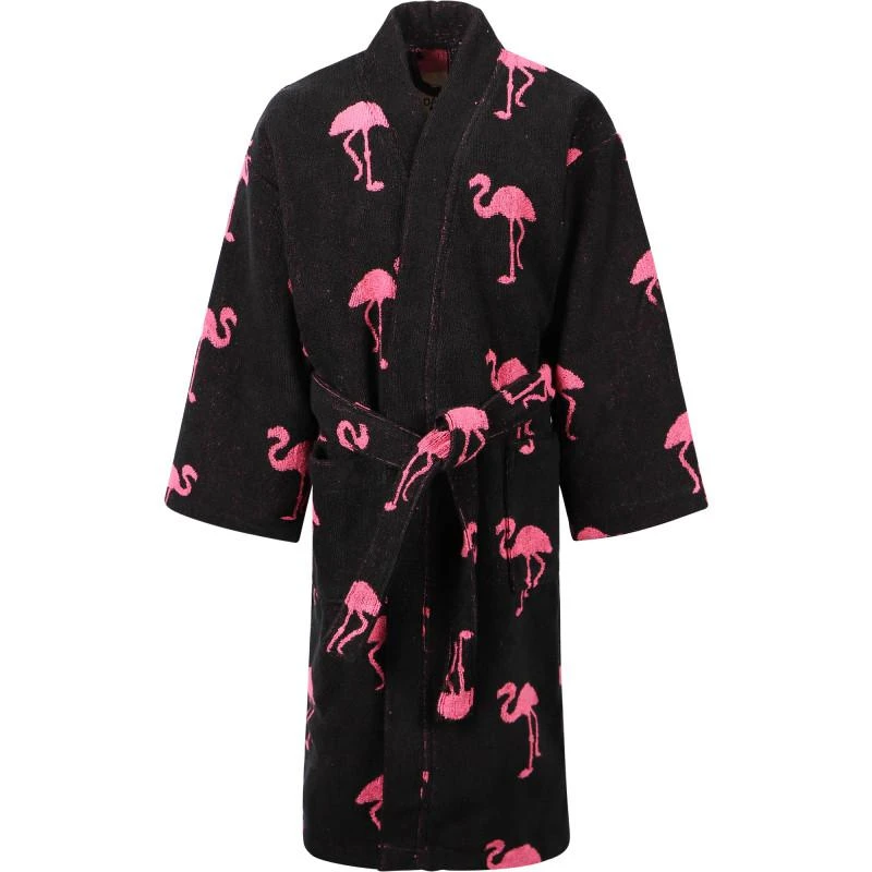 商品OAS|Pink flamingos print bathrobe in black,价格¥862,第1张图片