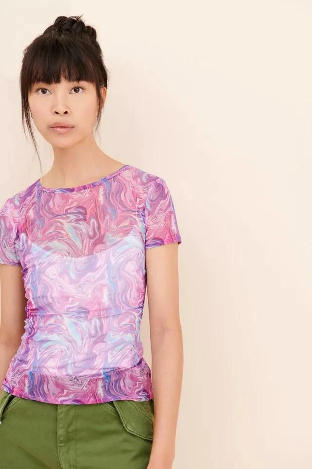 商品Daisy Street|Daisy Street Marble Print Mesh Top,价格¥83,第4张图片详细描述