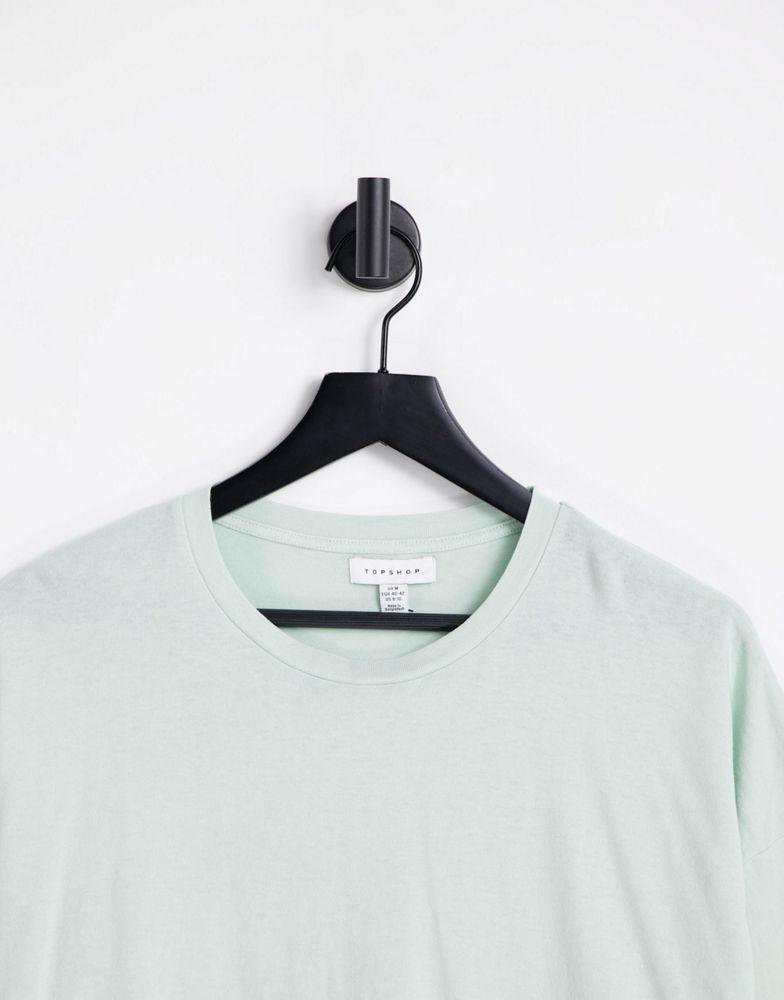 Topshop short sleeve boxy t-shirt in pistachio商品第3张图片规格展示