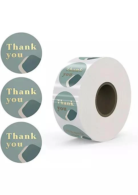 商品Rileys & Co.|Co. Thank You Stickers Roll 500 Count Gold Foil   Envelope Seals For Small Business Bubble Mailers Baby Shower Wedding Gift Cards Graduation Sage Green,价格¥76,第1张图片