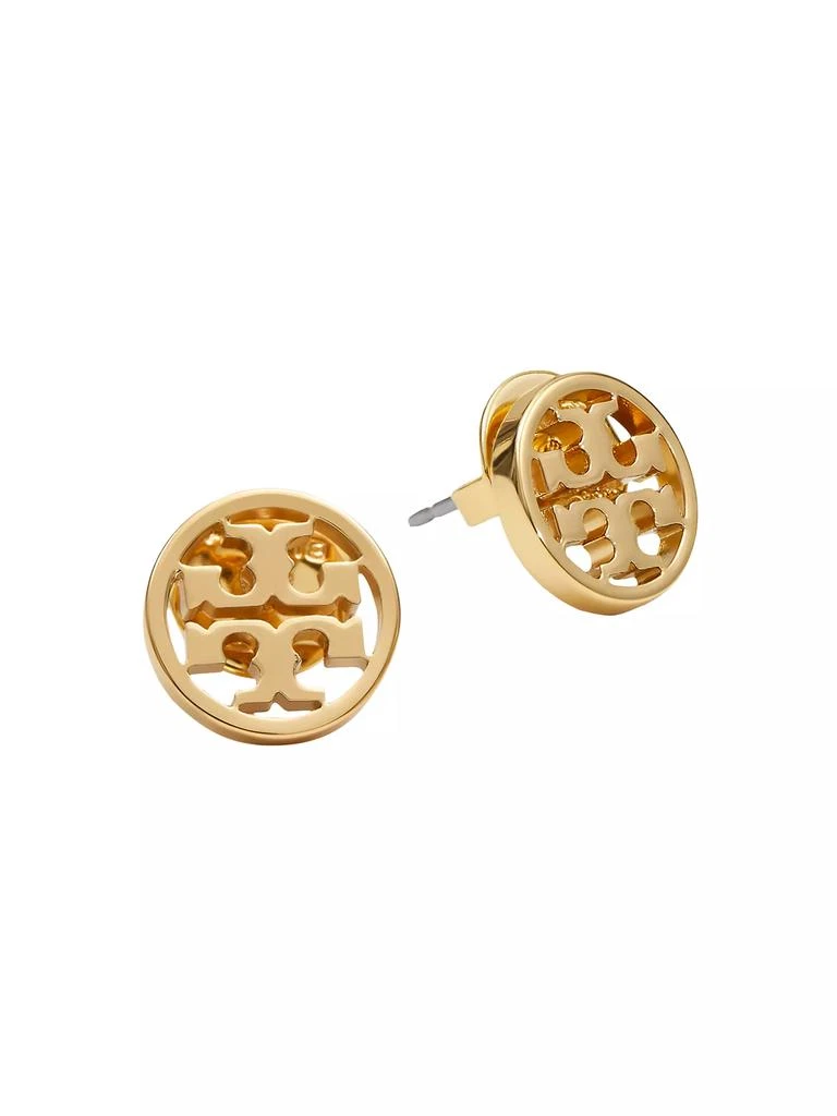 商品Tory Burch|16K Yellow-Gold-Plated Logo Circle Stud Earrings,价格¥604,第1张图片