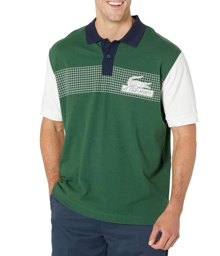 商品Lacoste|Short Sleeve Loose Fit Pique Graphic Polo Shirt,价格¥539,第1张图片