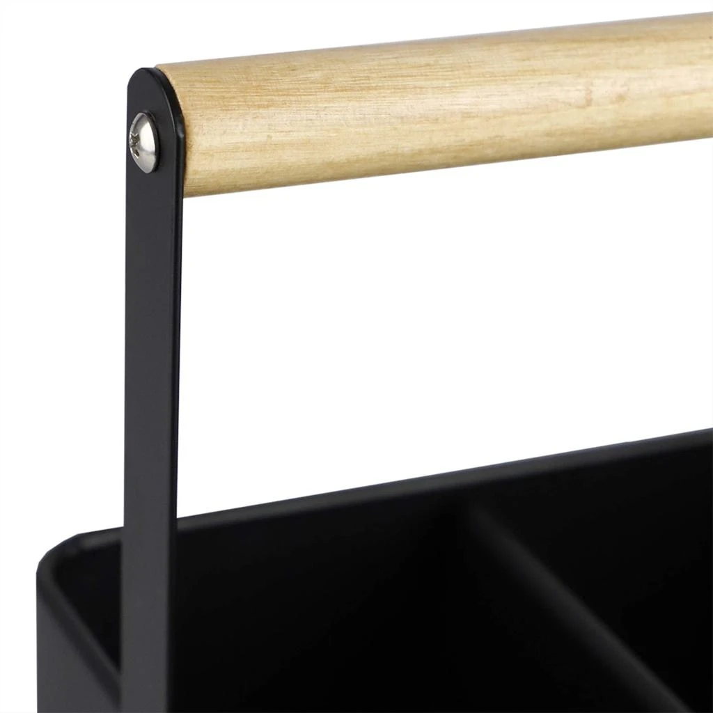 商品Home Basics|Home Basics Bistro Sectioned Tin Holder with Bamboo Handle, Black,价格¥159,第4张图片详细描述