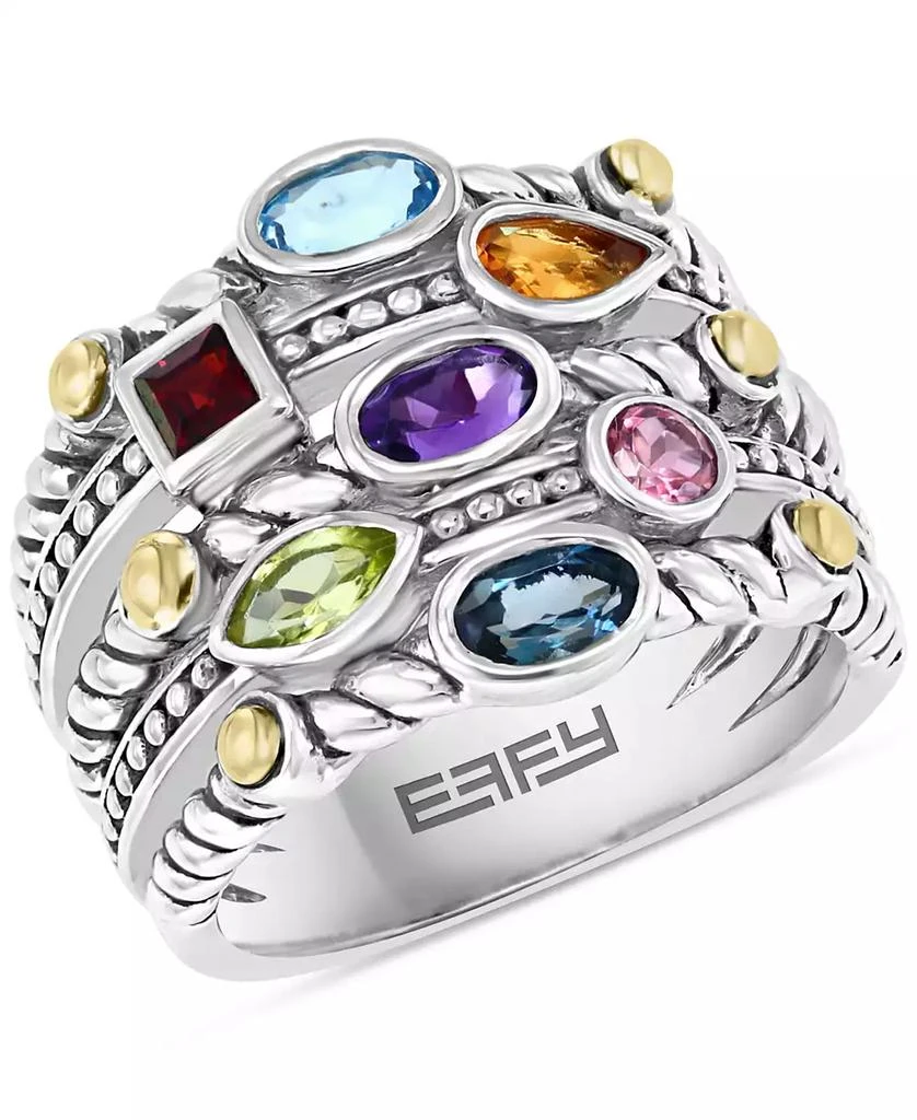 商品Effy|EFFY® Multi-Gemstone (1-1/3 ct. t.w.) Multi-Row Ring in Sterling Silver,价格¥2435,第1张图片
