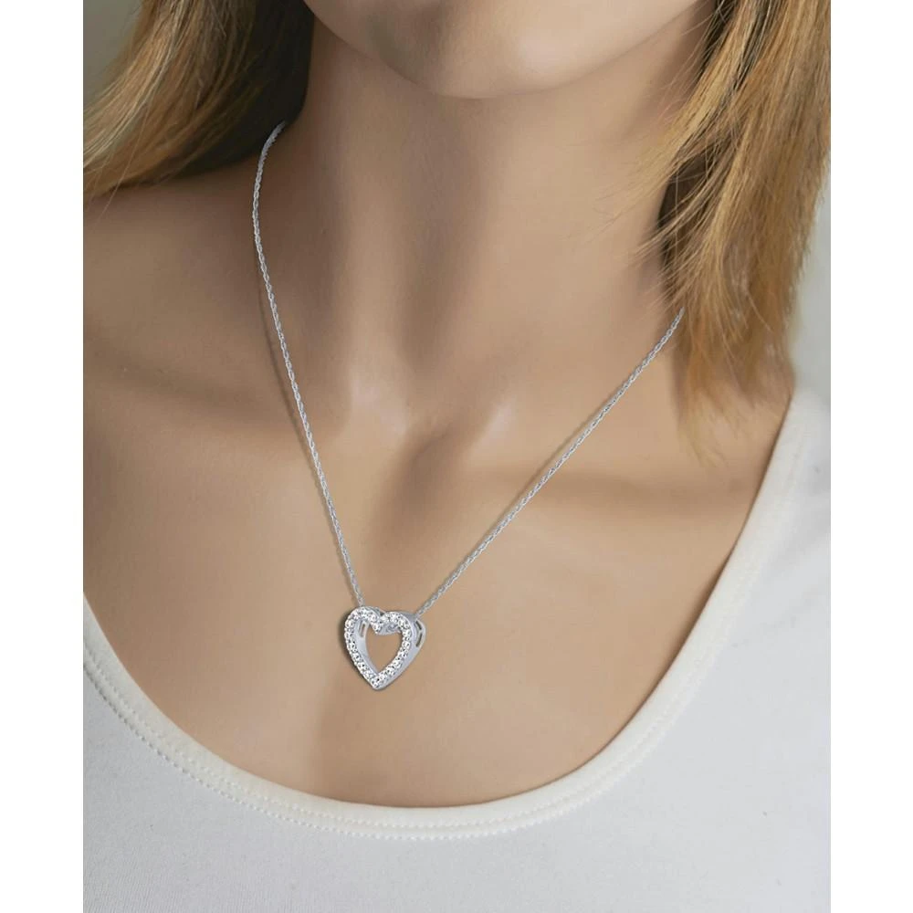 商品Macy's|Diamond Heart Pendant Necklace (1/2 ct. t.w.) in 14k White Gold, 16" + 2" extender,价格¥5100,第2张图片详细描述