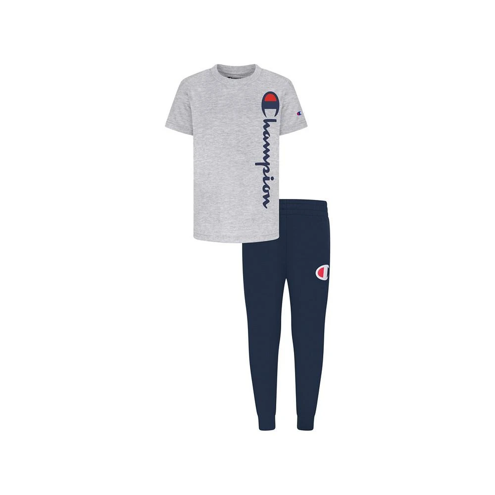 商品CHAMPION|Little Boys Signature Script T-shirt and Joggers, 2 Piece Set,价格¥162,第1张图片