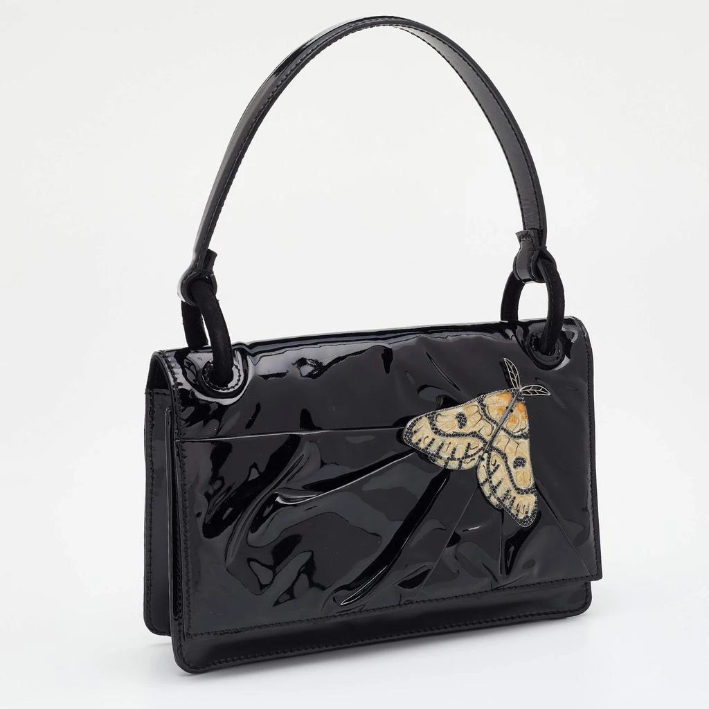 商品[二手商品] Valentino|Valentino Black Patent Leather Butterfly Embellished Shoulder Bag,价格¥2483,第3张图片详细描述