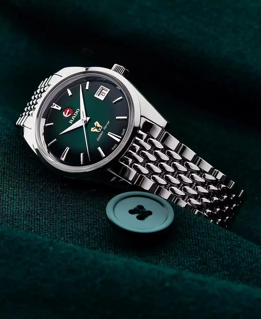 商品Rado|Unisex Swiss Automatic Golden Horse 1957 Limited Edition Stainless Steel Bracelet Watch 37mm,价格¥14078,第5张图片详细描述