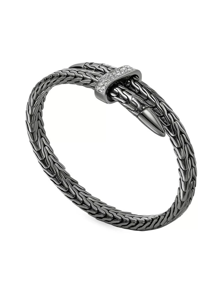 商品John Hardy|Spear Black-Rhodium-Plated & 0.24 TCW Diamond Bypass Flexible Cuff,价格¥14198,第4张图片详细描述