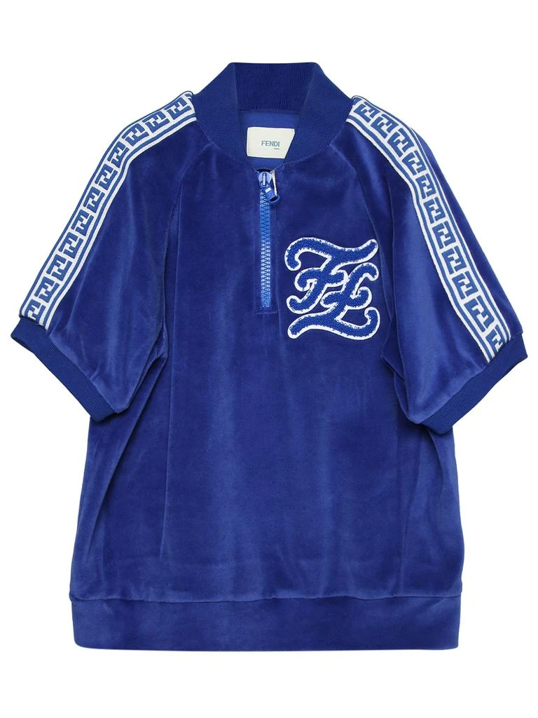 商品Fendi|Kid's Ff Logo Stripe Velour Track Top,价格¥4744,第1张图片