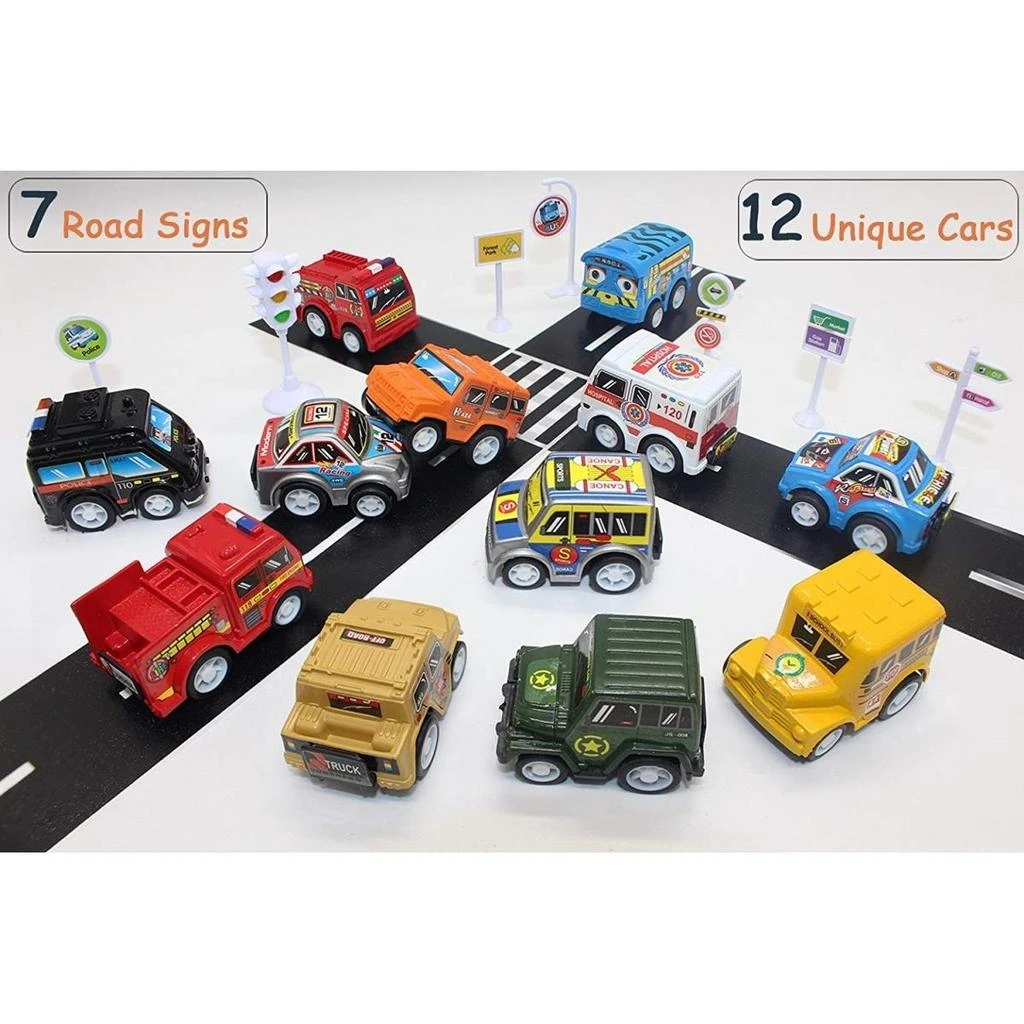 商品AZ Trading & Import|Pull Back & Go Mini Cars & 7 Road Signs Play Set - 12 Piece,价格¥200,第1张图片