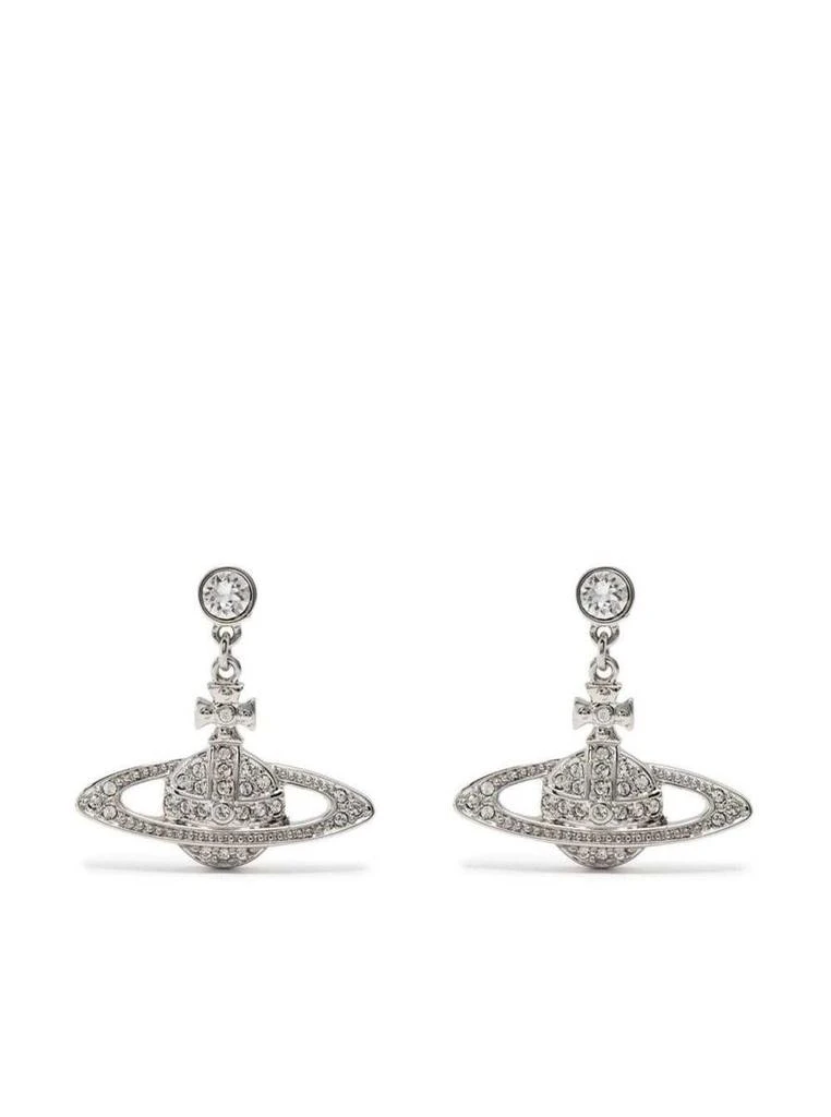 商品Vivienne Westwood|'Mini Bas Relief Drop' Silver-Colored Drop Earrings With Orb Pendant In Brass Woman,价格¥952,第1张图片