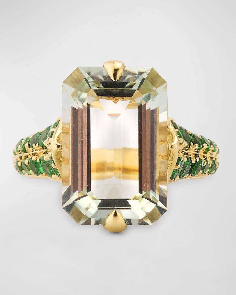 商品Goshwara|18K Rain Forest Emerald Cut Presiolite and Tsavorite Statement Ring,价格¥32426,第1张图片