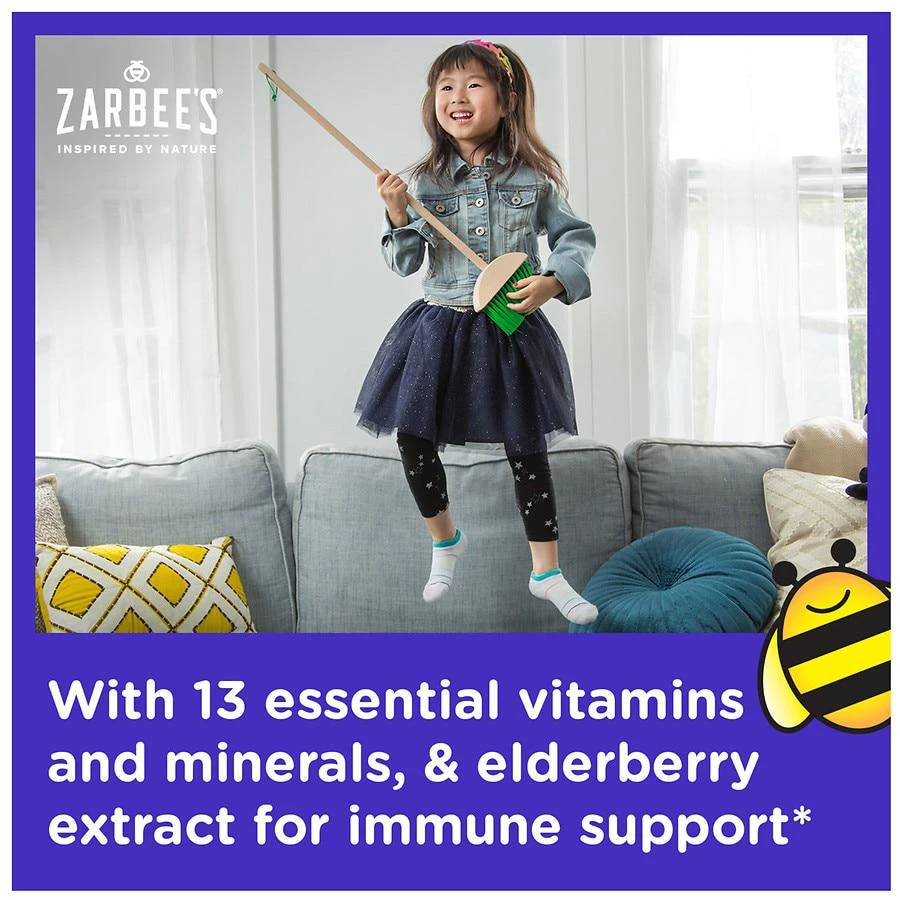 商品ZarBee's Naturals|Kids Complete Multivitamin + Immune Support Gummies Natural Fruit Flavors, Fragrance-Free,价格¥150,第5张图片详细描述