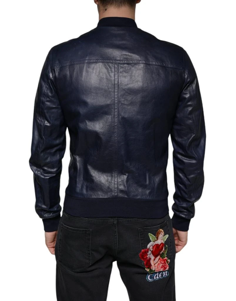 商品Dolce & Gabbana|Lambskin Leather Full Zip Biker Men's Jacket,价格¥10299,第3张图片详细描述