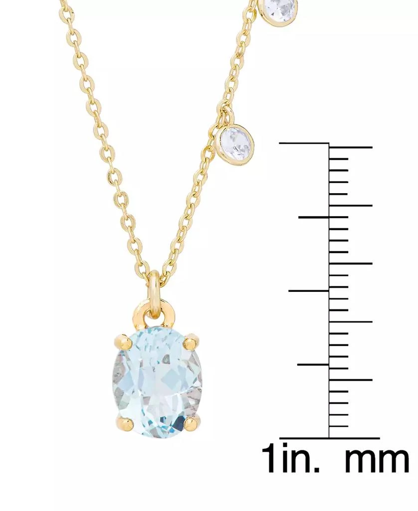 商品Macy's|Blue Topaz (3 ct. t.w.) & Lab-Grown White Sapphire (3/8 ct. t.w.) 18" Pendant Necklace in 14k Gold-Plated Sterling Silver,价格¥226,第3张图片详细描述