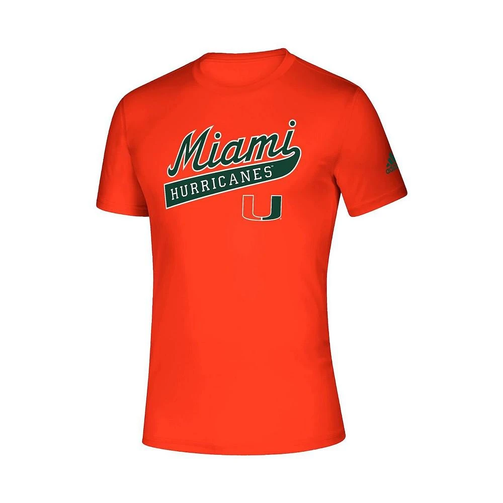 商品Adidas|Men's Orange Miami Hurricanes Script Ball Creator AEROREADY T-shirt,价格¥256,第3张图片详细描述