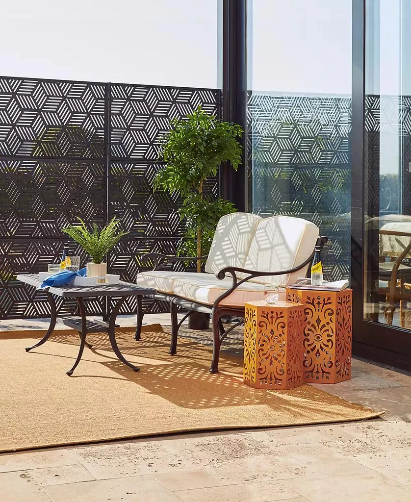Multi-Functional Set of 2 Orange  Cutout Floral Hexagonal Garden Stools or Planter Stand 商品