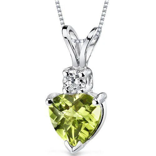 商品Peora|Peridot Pendant Necklace 14 Karat White Gold Heart,价格¥1610,第1张图片