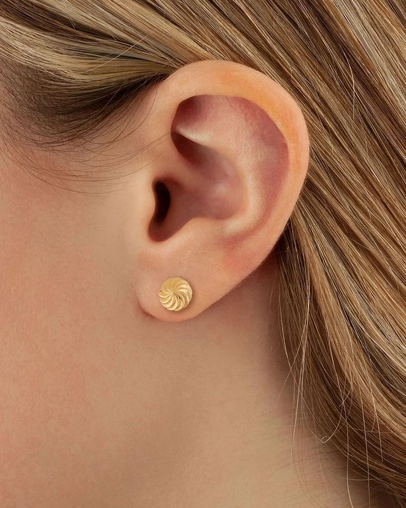 14K Yellow Gold Round Starburst Stud Earrings 商品